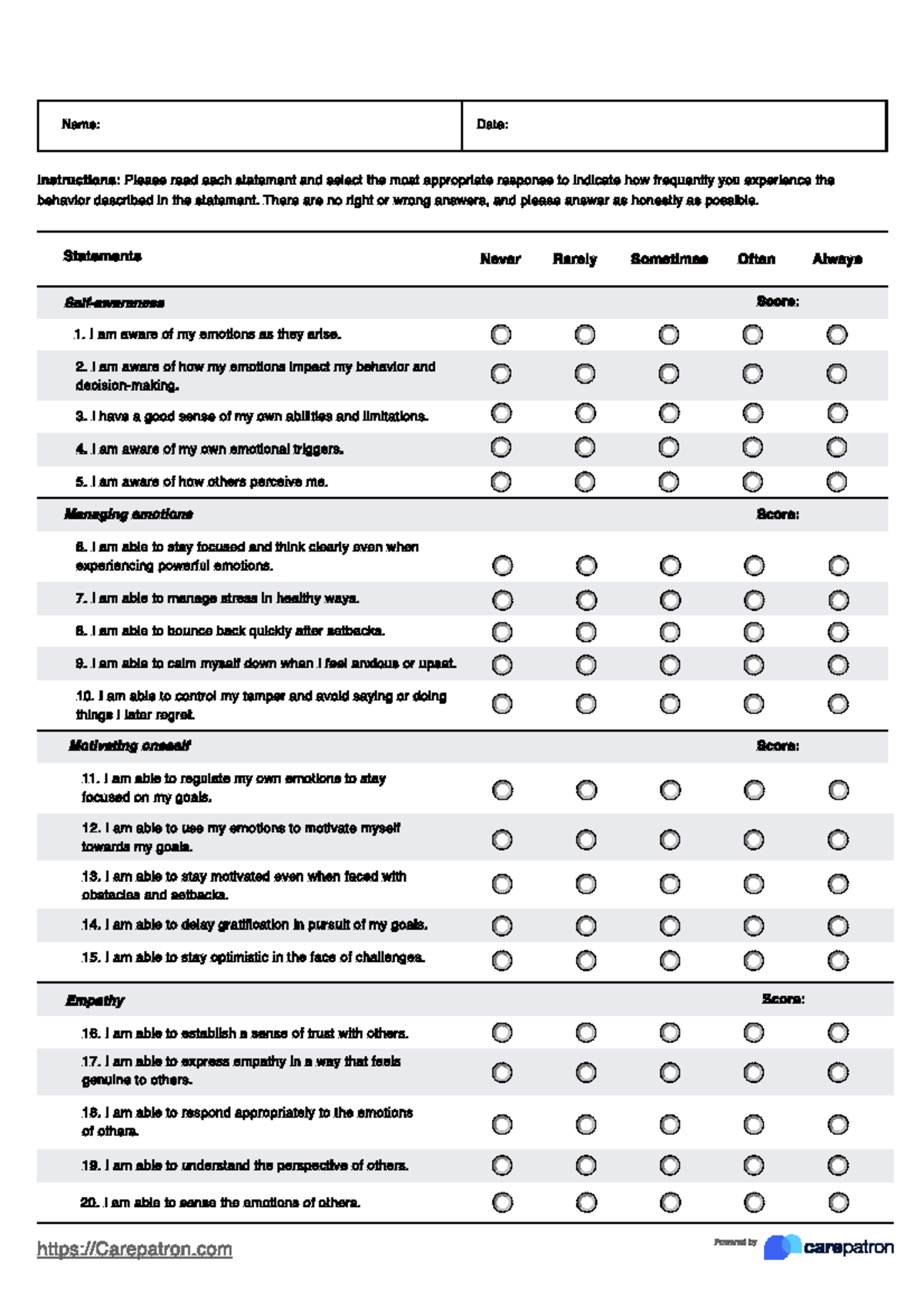 HRM C6 Selection Test (handout) - Emotional Intelligence Test Powered ...