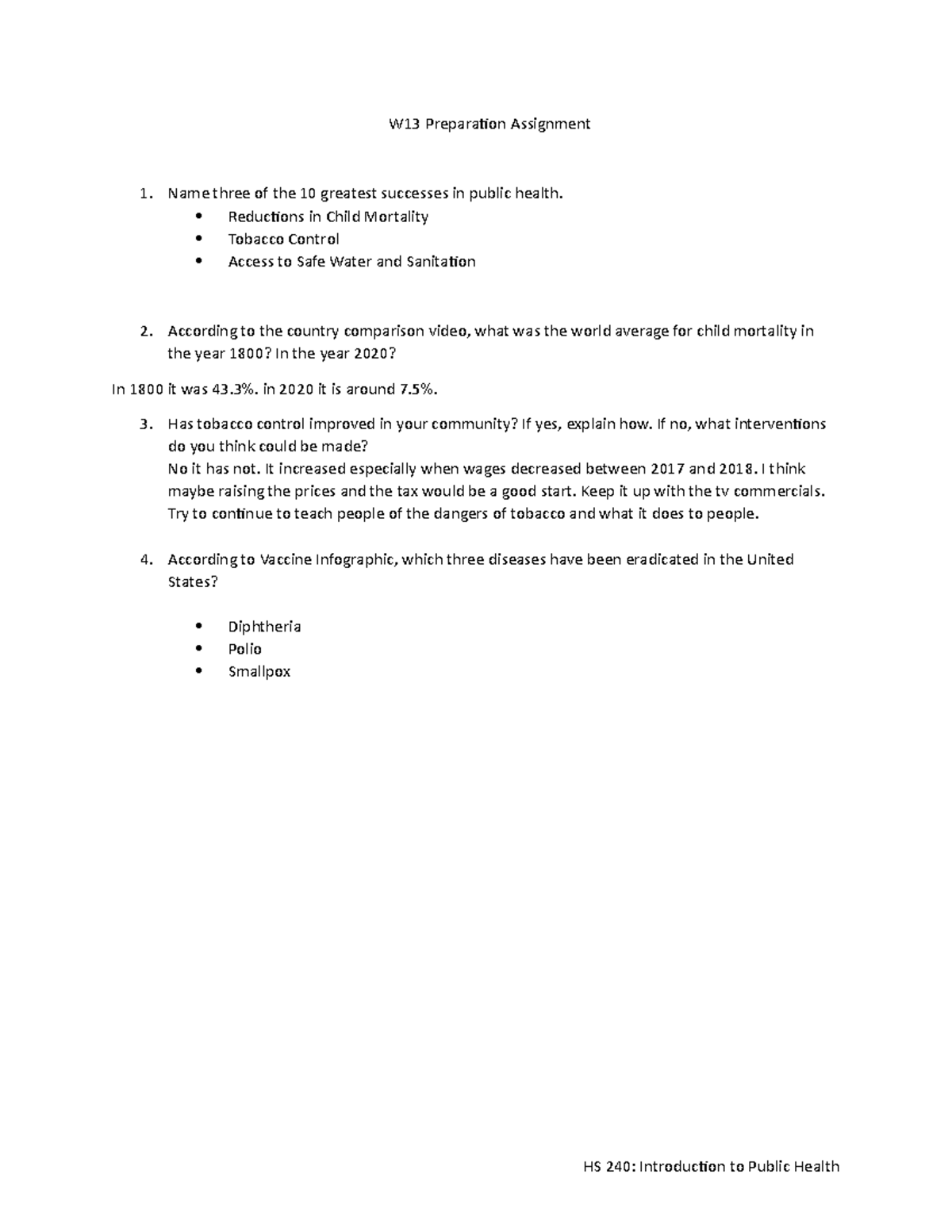 Preparation Assignment W13 - W13 Preparation Assignment Name three of ...