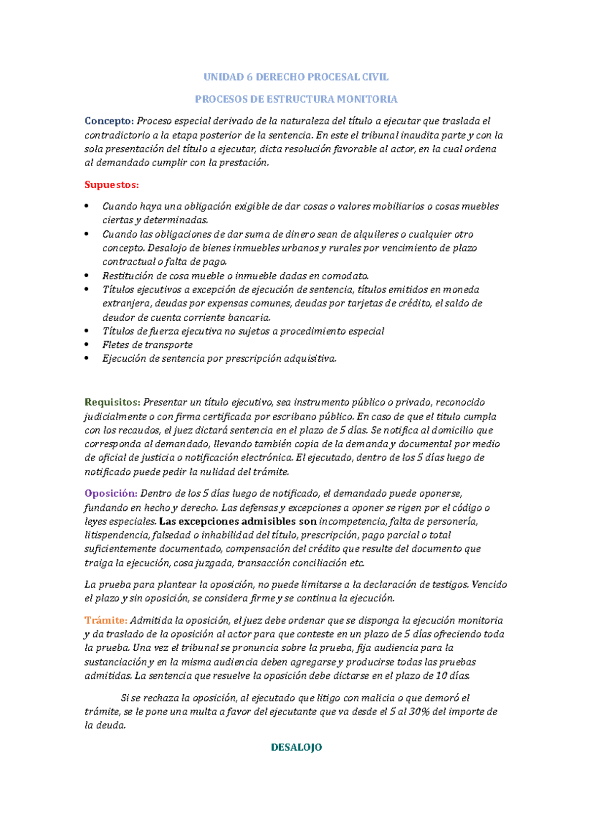 Unidad 6 Derecho Procesal Civil - UNIDAD 6 DERECHO PROCESAL CIVIL ...