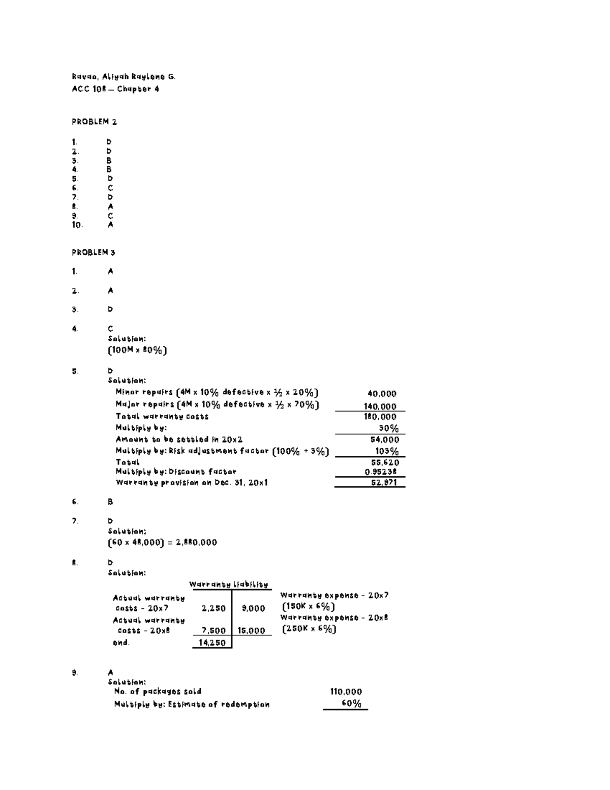 ACC 108 - Chapter 4 (ravao) - Ravao, Aliyah Raylene G. ACC 108 ...