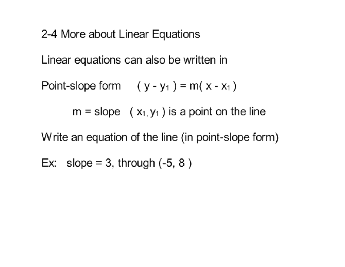 2-4 More About Linear Equations - Part 1 - MAT 266 - Studocu