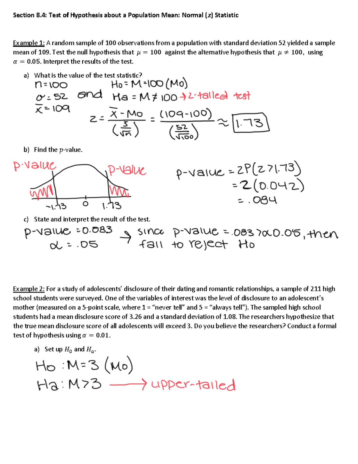 hypothesis about a population mean