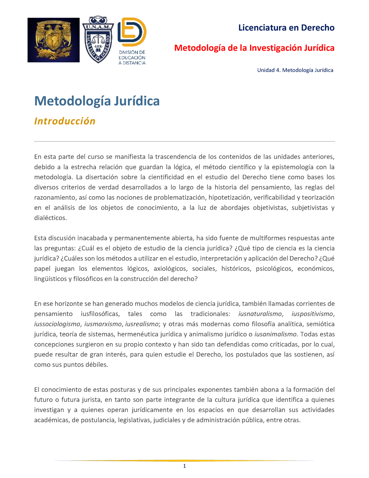 Metodología De La Investigación Jurídica Iv Metodología De La Investigación Jurídica Unidad 4 9027