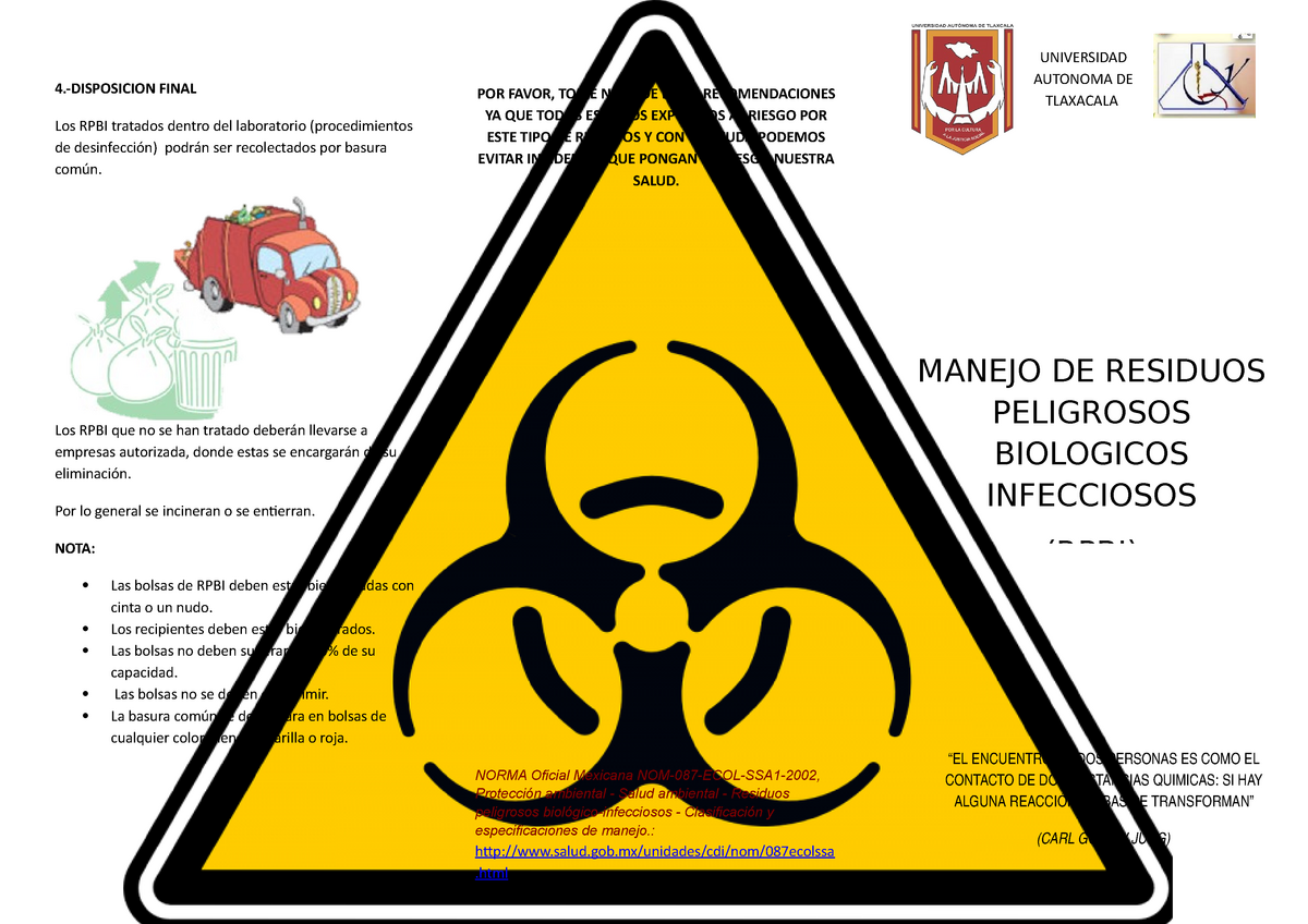 Folleto Residuos Peligrosos Biol Gicos Infecciosos Por Favor Tome