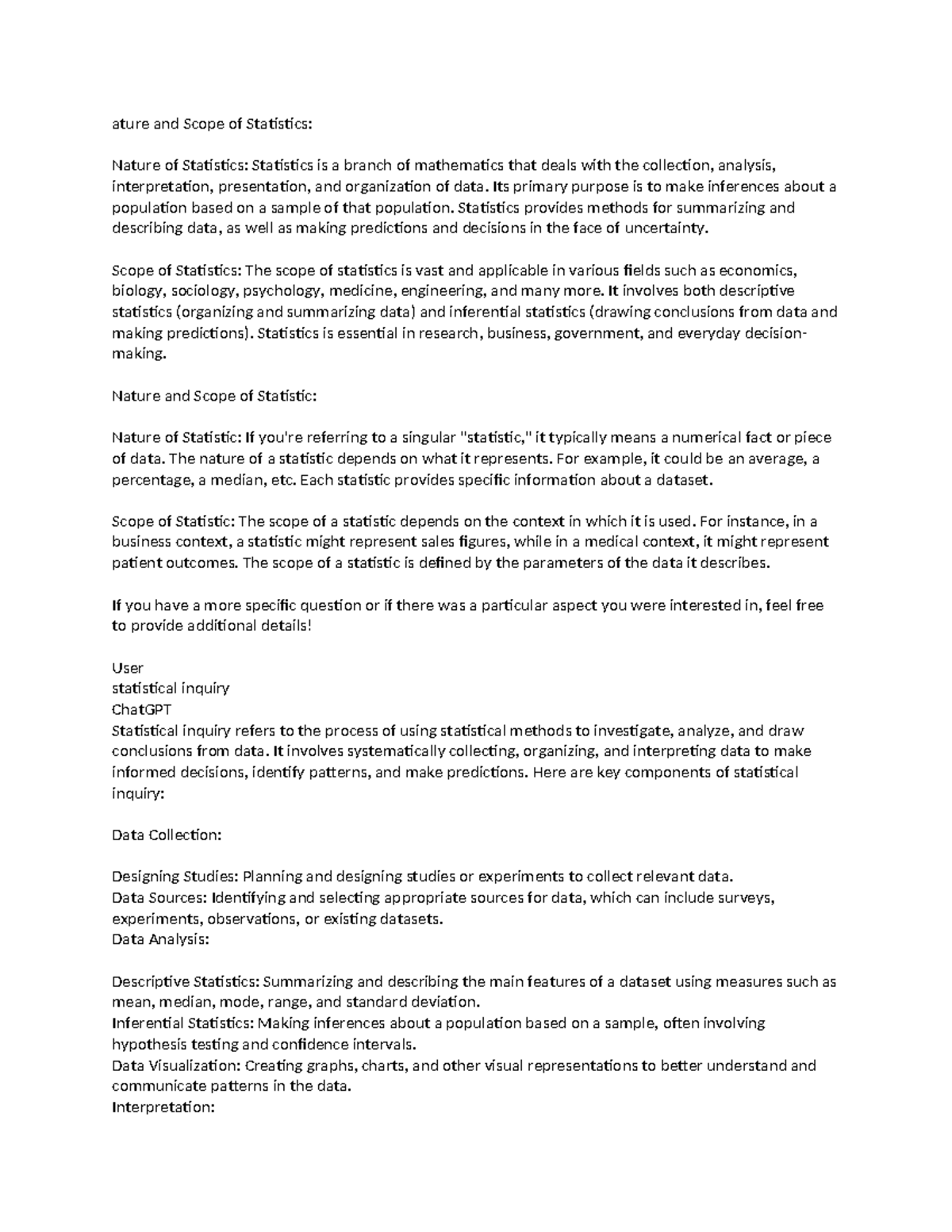 Nature and Scope of Statistics - ature and Scope of Statistics: Nature ...