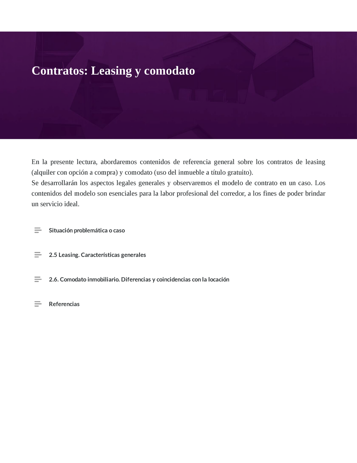 M23Contratos Leasing y comodato - ####### En la presente lectura,  abordaremos contenidos de - Studocu