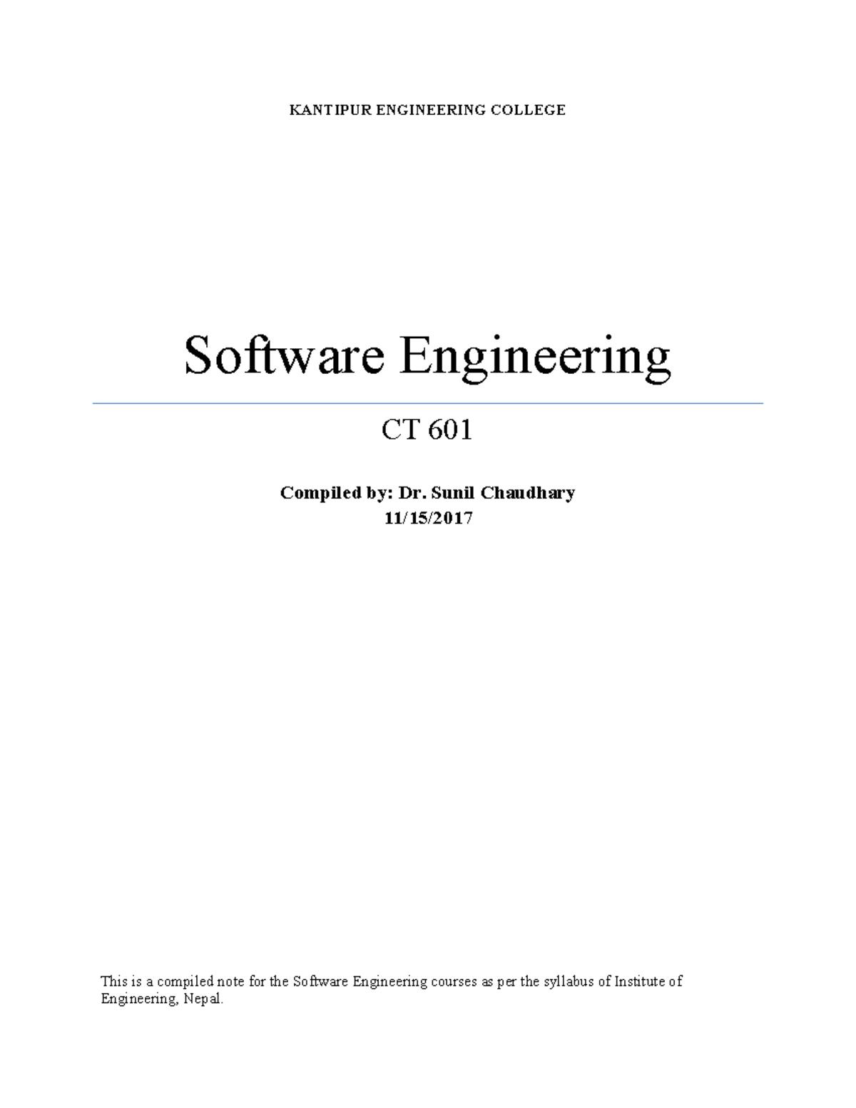 Software Engineering (Chapter 1) - ####### KANTIPUR ENGINEERING COLLEGE ...