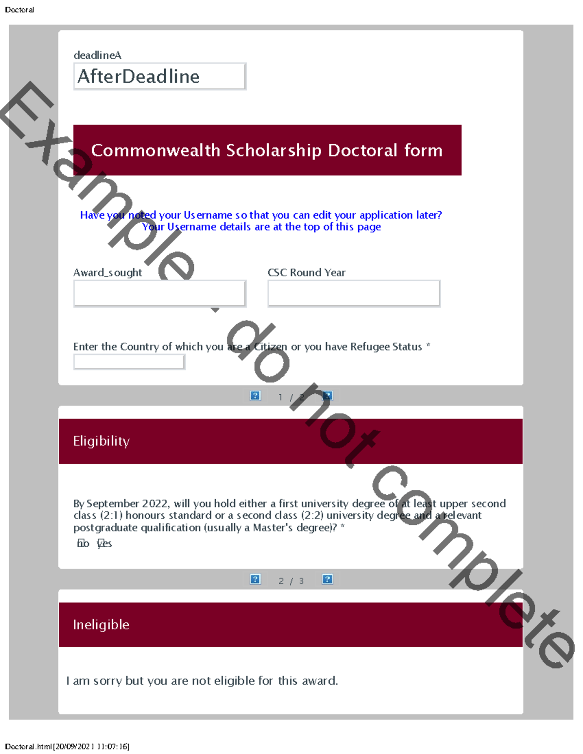 Example application form Ph D - deadlineA Commonwealth Scholarship ...