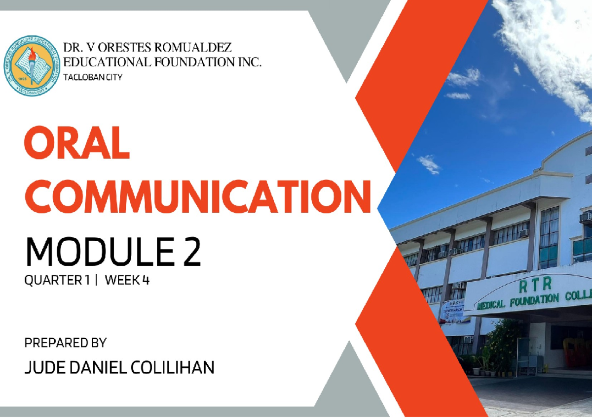 Q1- Module-2-ORAL- Communication - Module 2 Quarter 1 | Weeks 4 ...