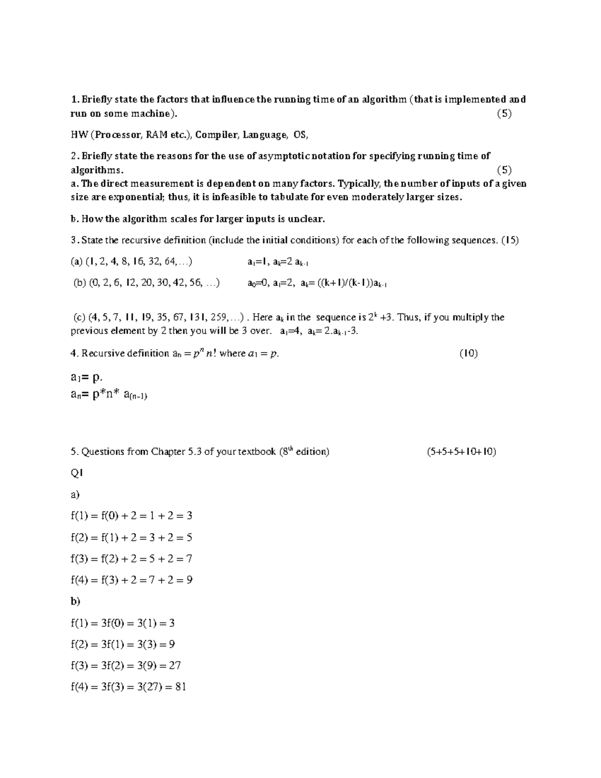 HW1 - Sol - Professor: Bhadrachalam Chitturi - Briefly state the ...