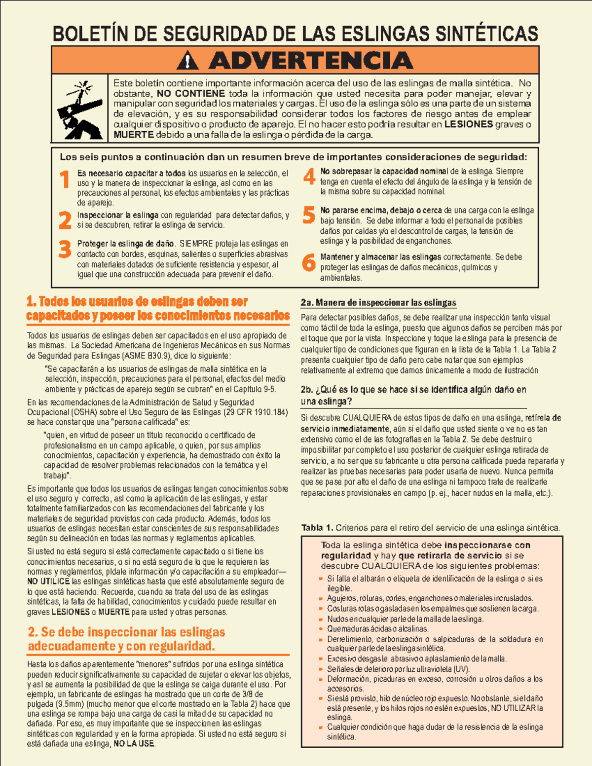 Web Sling-Safety-Bulletin-spanish - • • • • • • • • • • • 2. Se debe ...