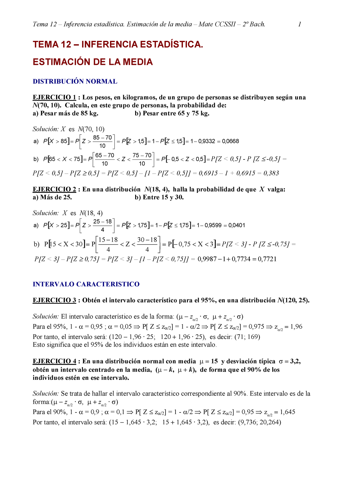 Ejercicios Resueltos De La Parte De Inferencia Estad Stica Tema Inferencia Estad Stica