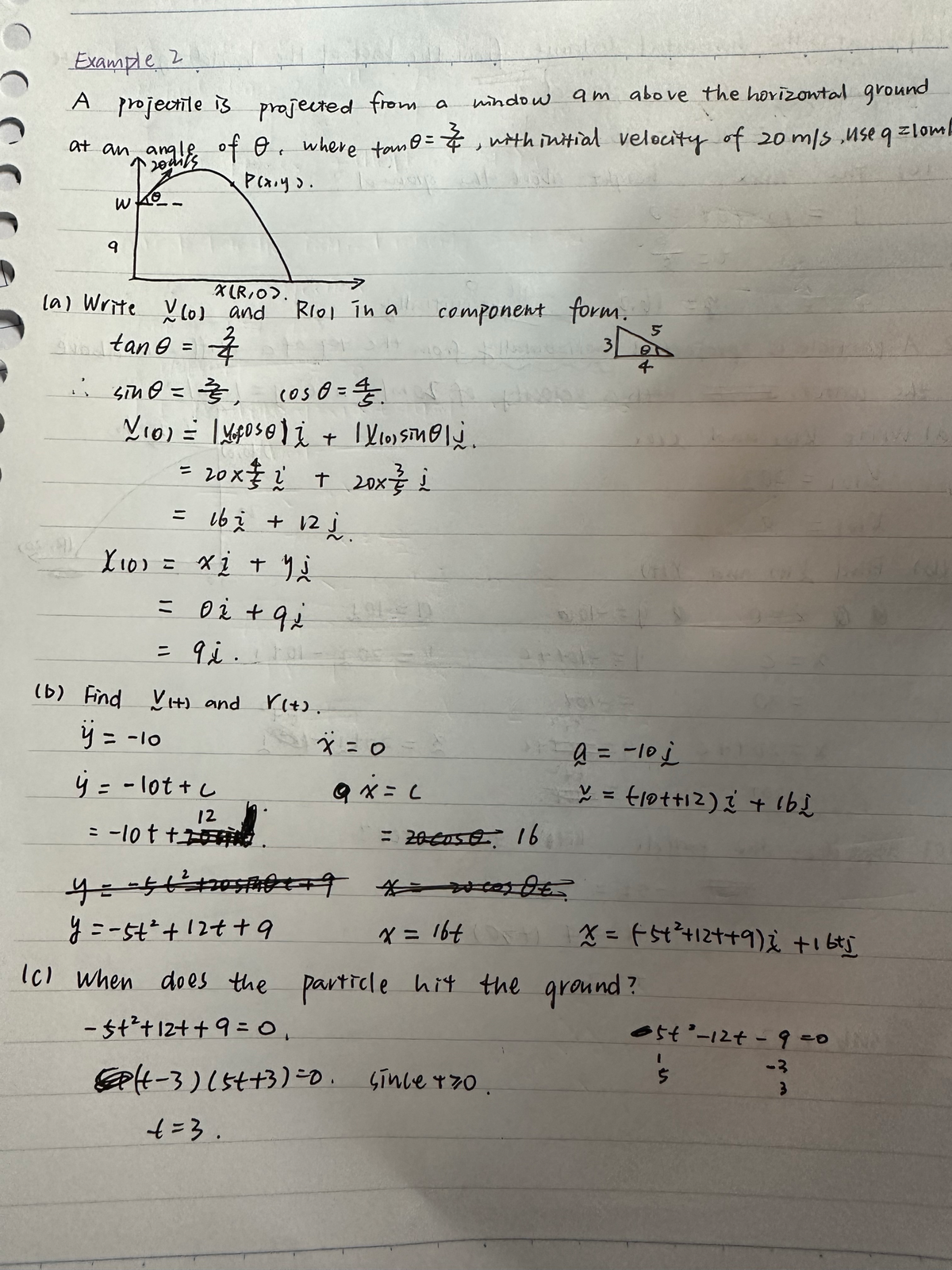 projectile motion note - Example 2 A projectile is projected from a ...