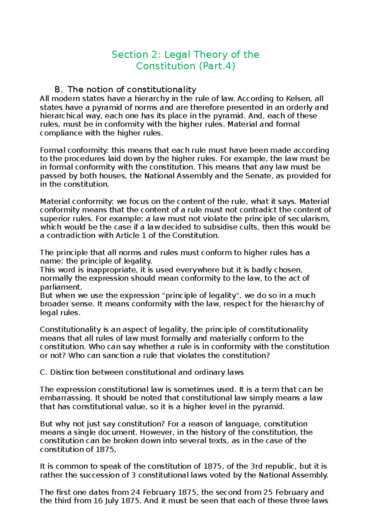 Constitutional Law 4 - Section 2: Legal Theory of the Constitution ...