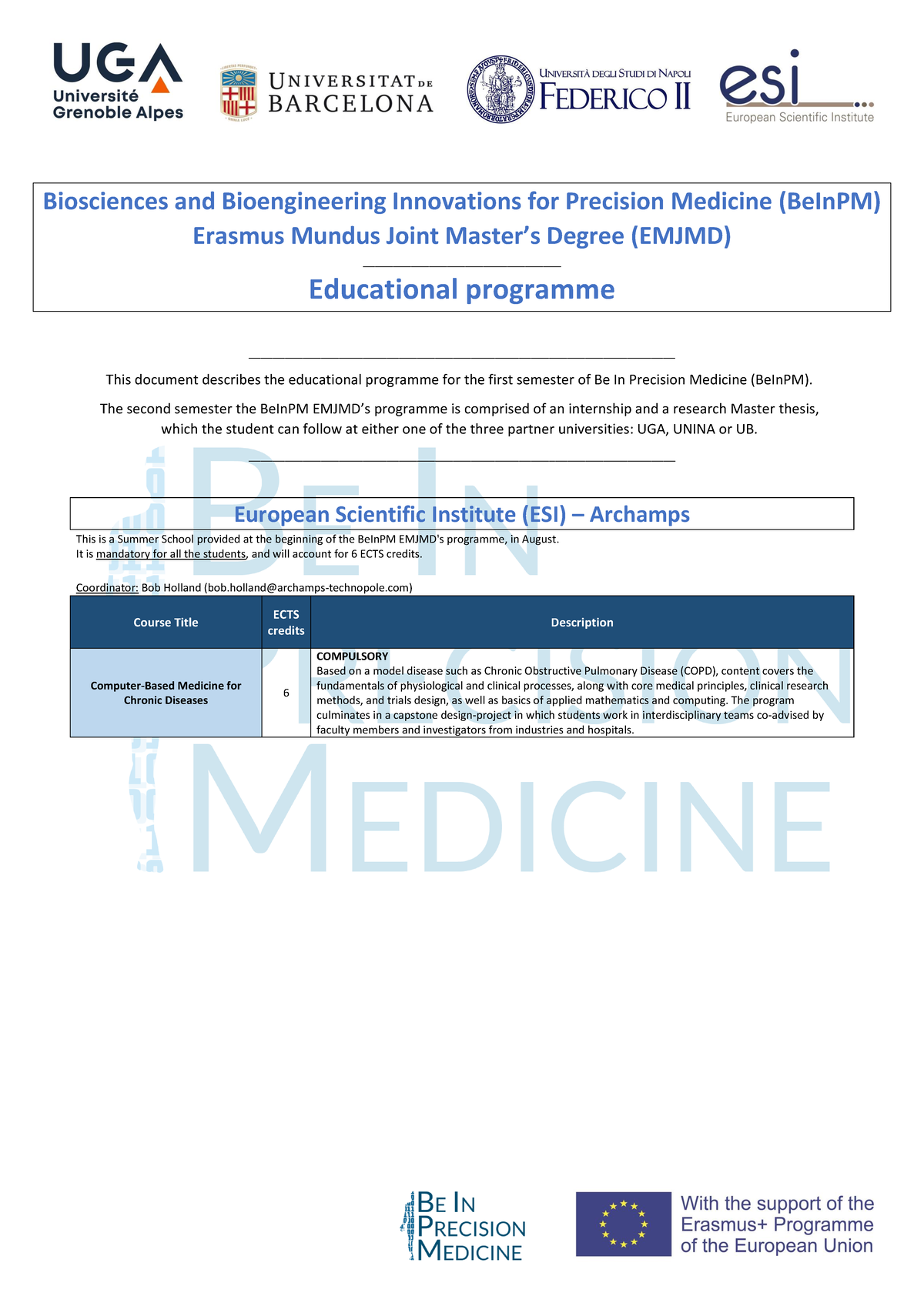 Be In PM Emjmds educational programme - Biosciences and Bioengineering ...