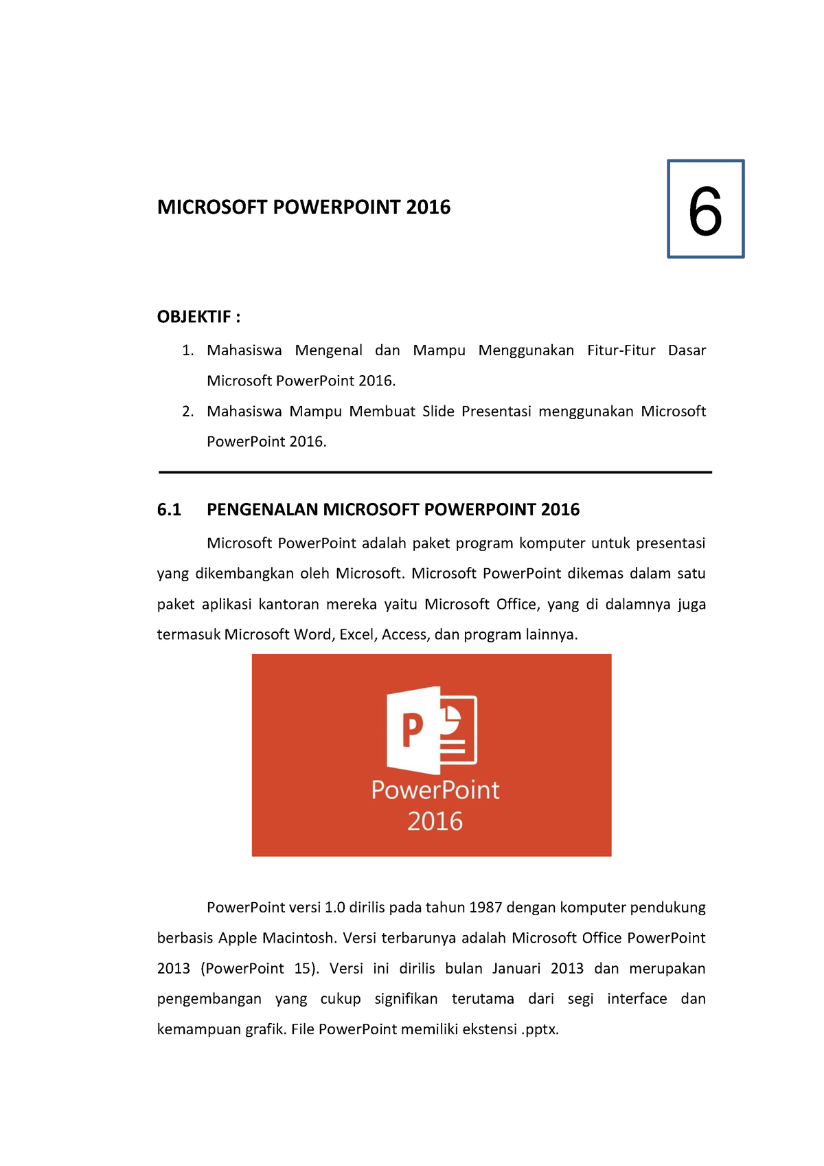 6. Microsoft Power Point 2016 - MICROSOFT POWERPOINT 2016 OBJEKTIF ...