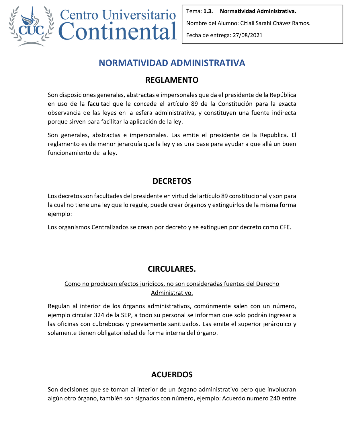 Normatividad Administrativa Reglamento, Decretos, Circulares, Acuerdos ...