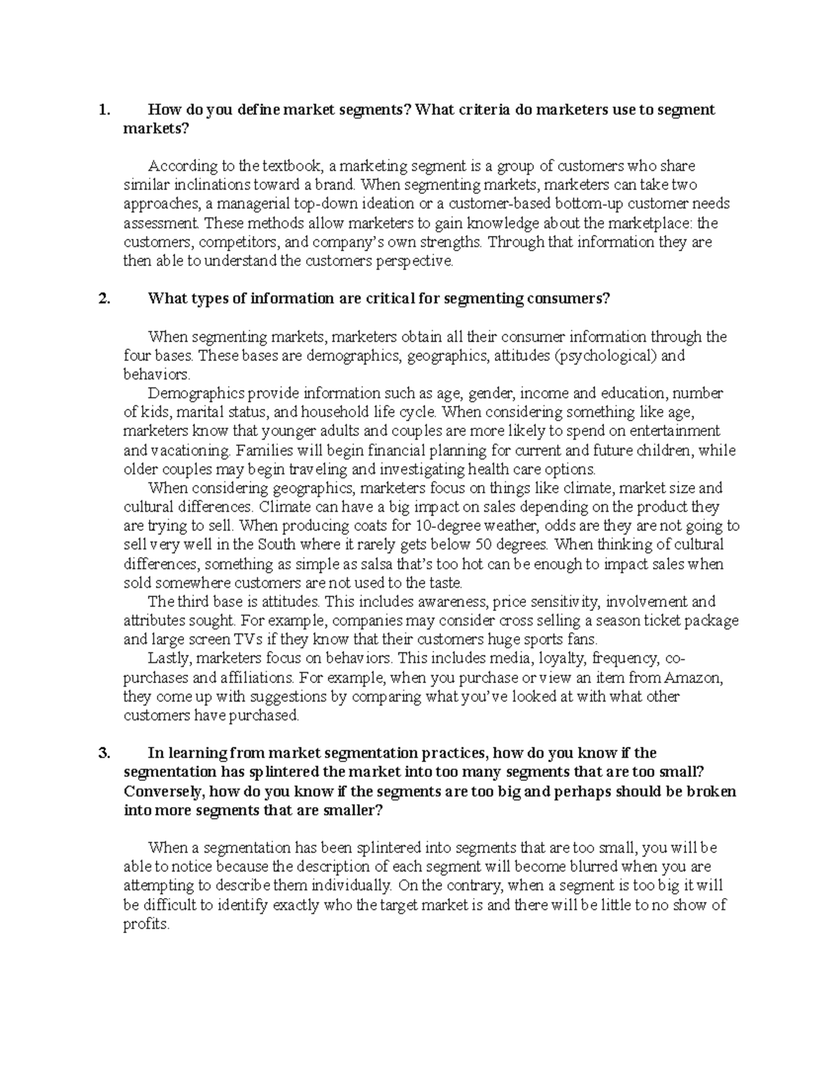 Market Segmentation (OE3&4) - Kahly'S Marketing Concepts