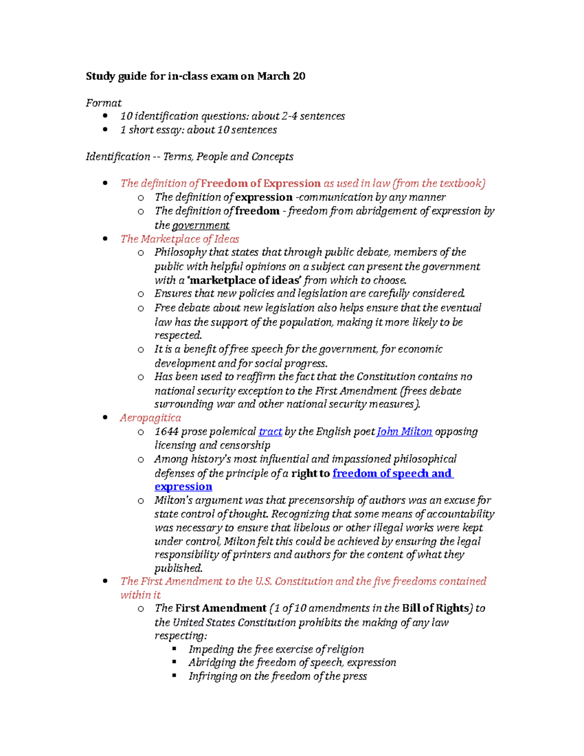 Study guide for COM 250 final exam - Study guide for exam on March 20 ...