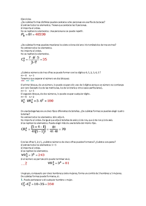 Combinatoria - Resumen Ejercicios - Factorial Variaciones Ordinarias ...