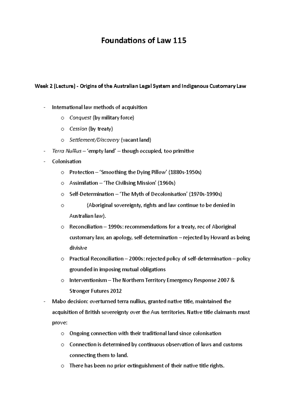 Law week 2 notes - Foundations of Law 115 Week 2 (Lecture) - Origins of ...