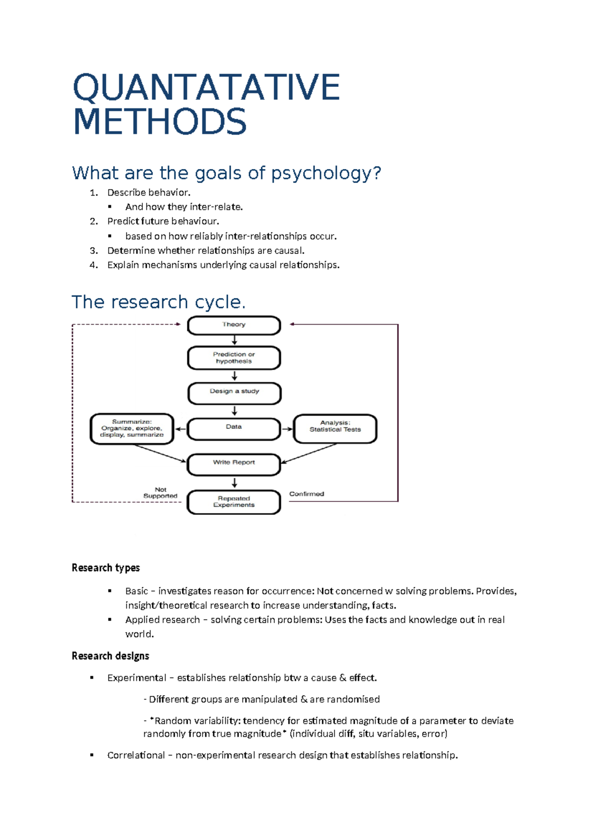 Quantatative methods study notes - QUANTATATIVE METHODS What are the ...