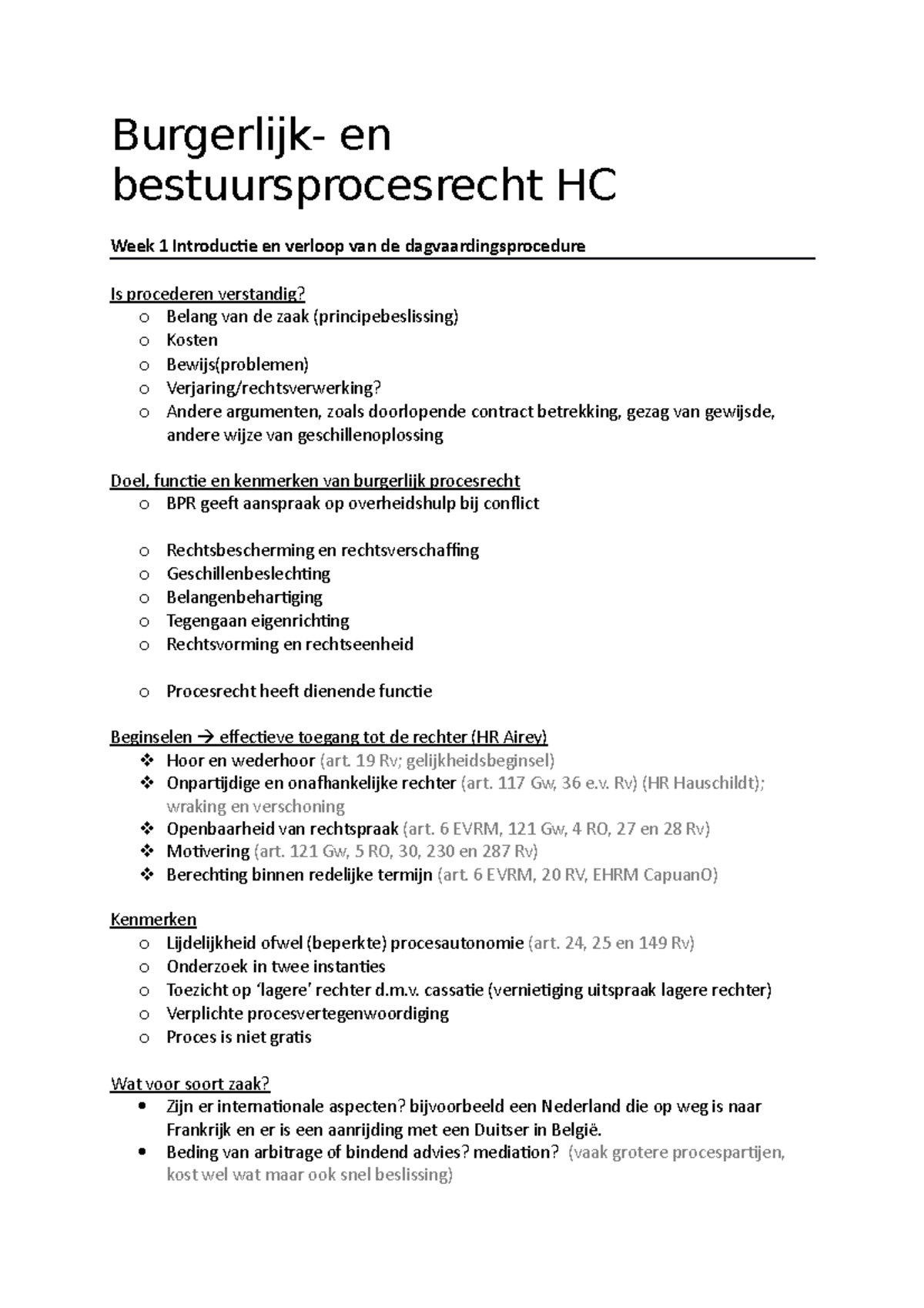 Bpr Hc Hc Bbpr Burgerlijk En Bestuursprocesrecht Hc Week 1