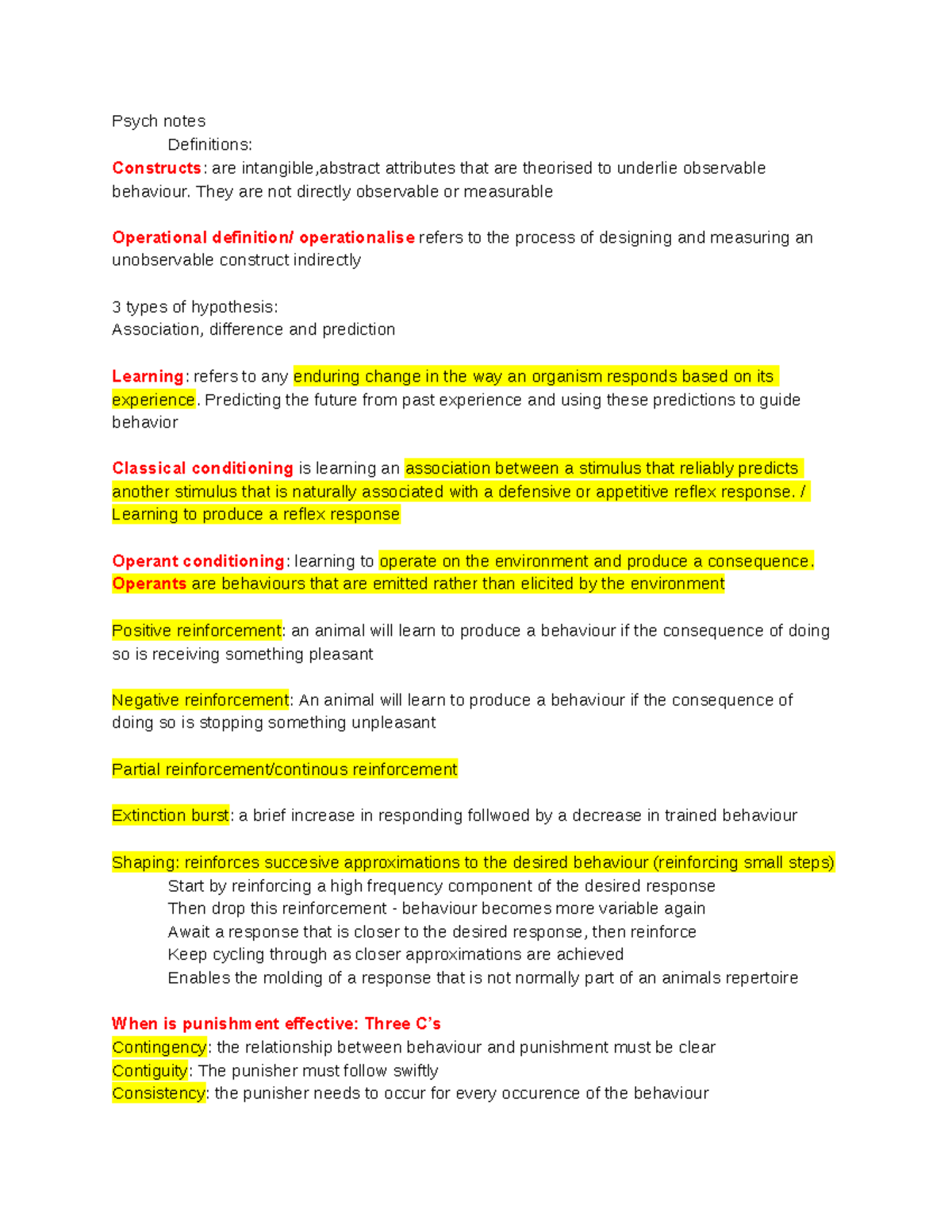 Week 1 - Lecture notes 1 - Psych notes Definitions: Constructs : are ...