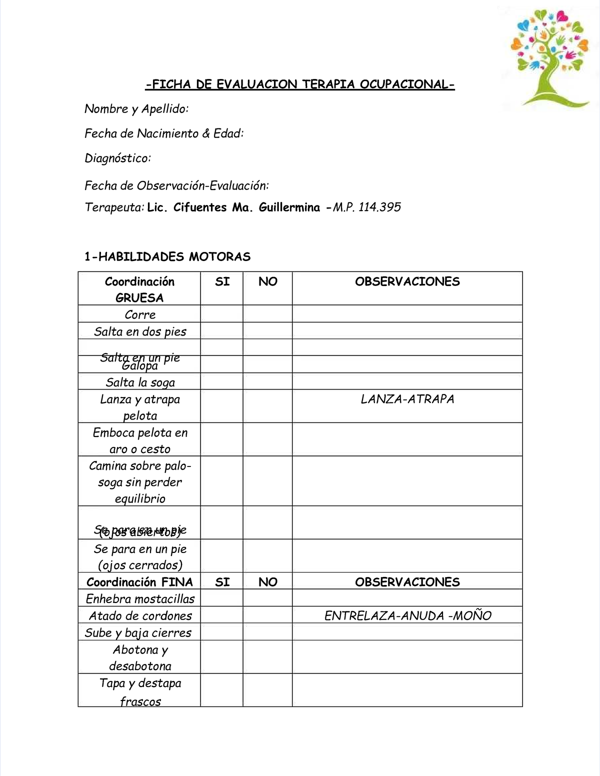 Pdf Evaluacion Terapia Ocupacional Version Nueva Compress FICHA DE