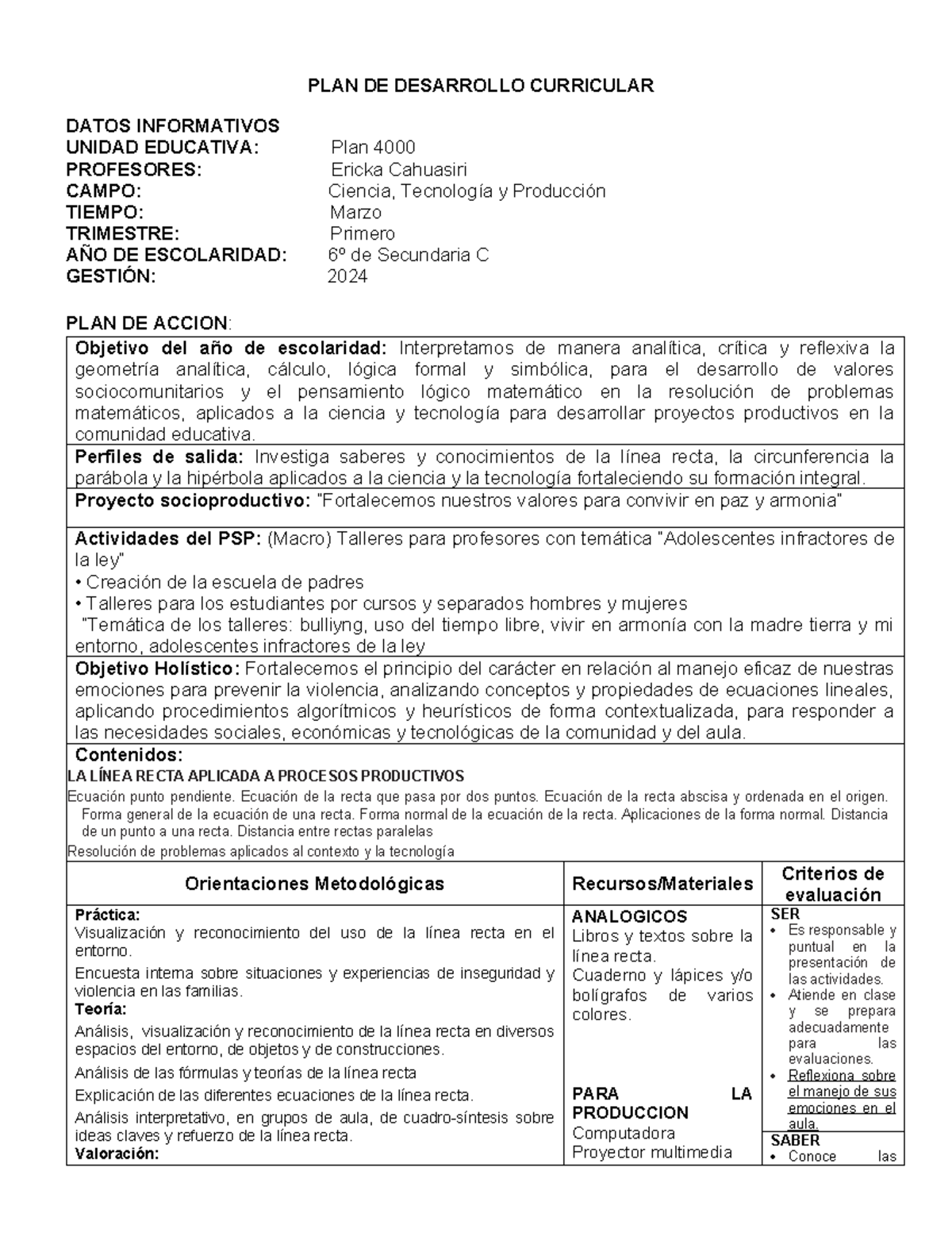 PDC 6C Erica P4000 2024 - plan de desarrollo curricular - PLAN DE ...