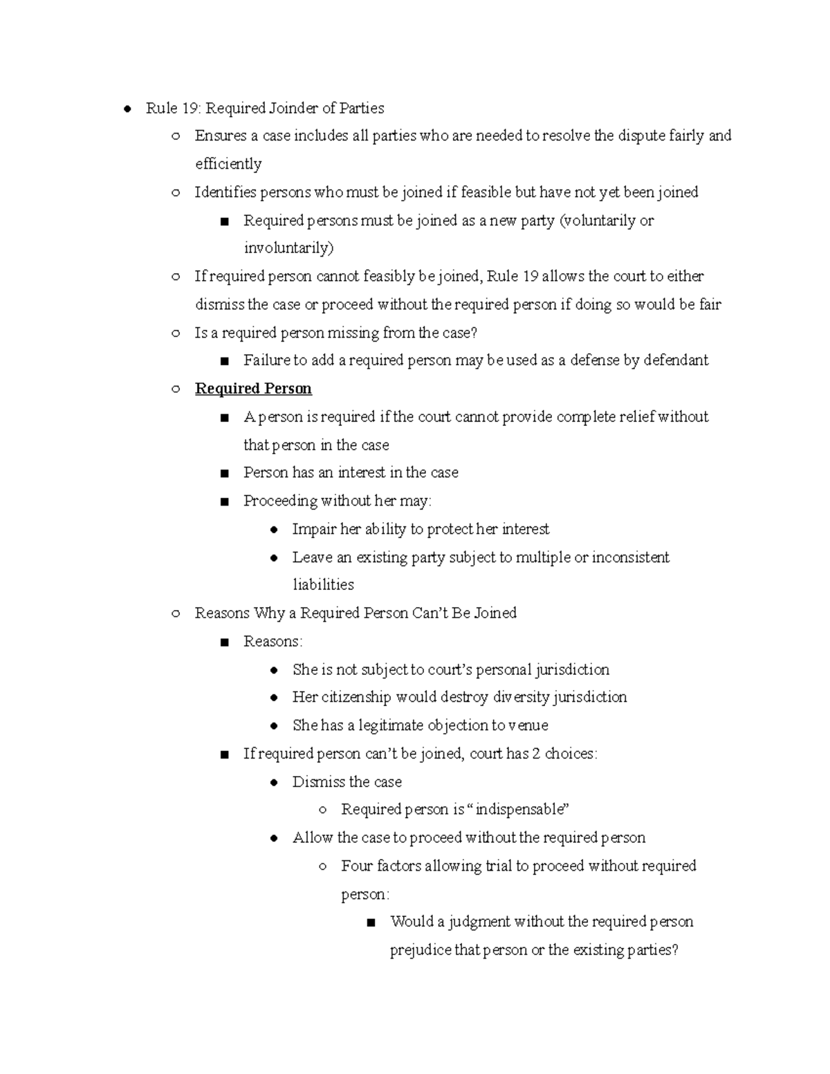 Joinder III Civ Pro 2022 Rule 19 Required Joinder of Parties