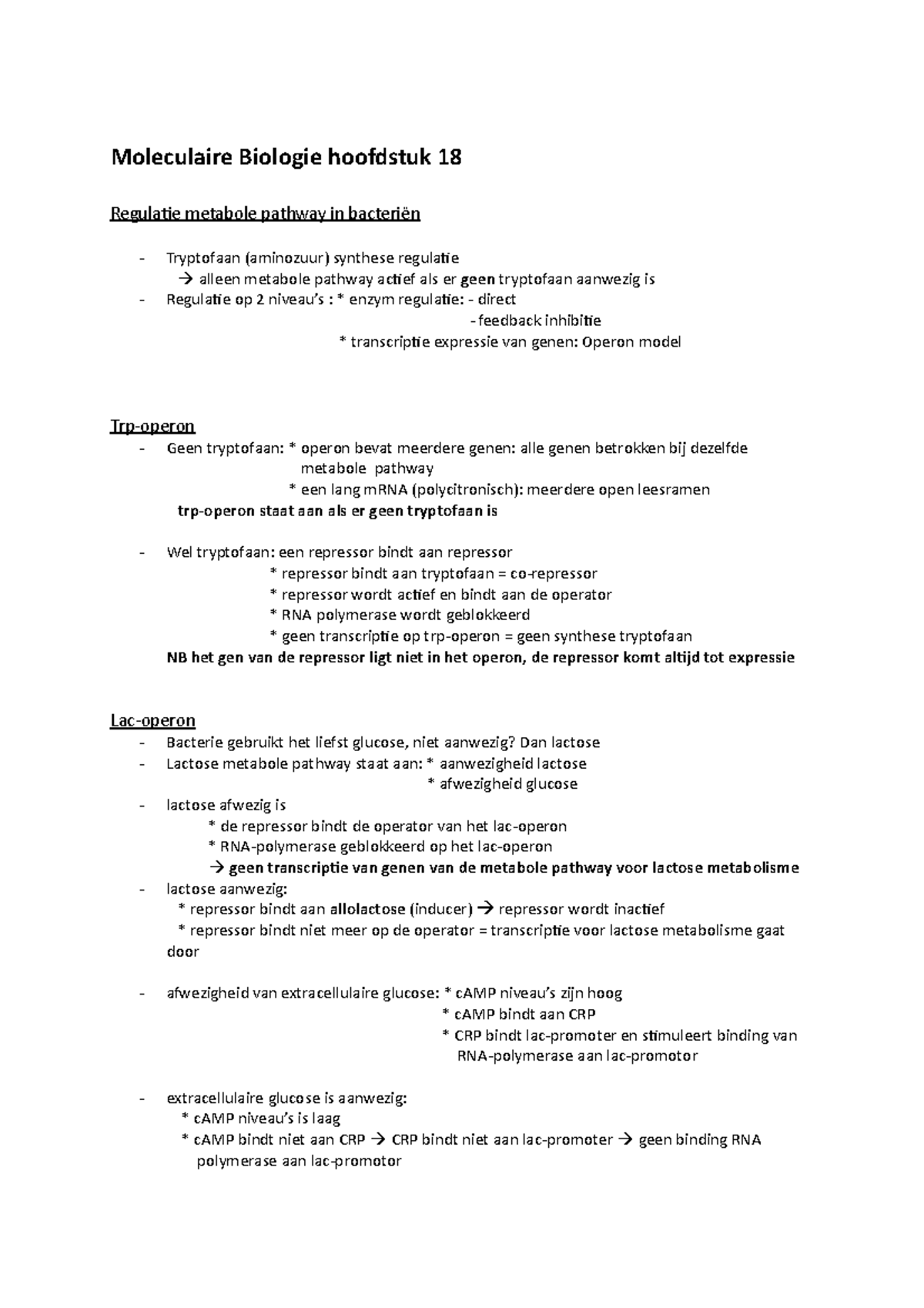 Moleculaire Biologie Hoofdstuk 18 - Studeersnel