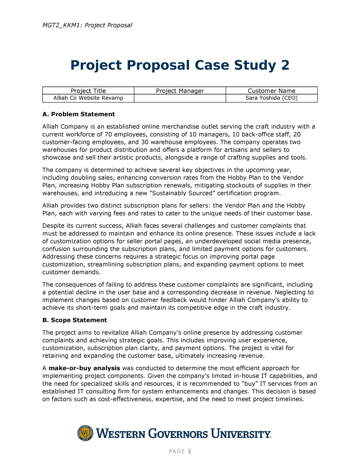 project proposal case study