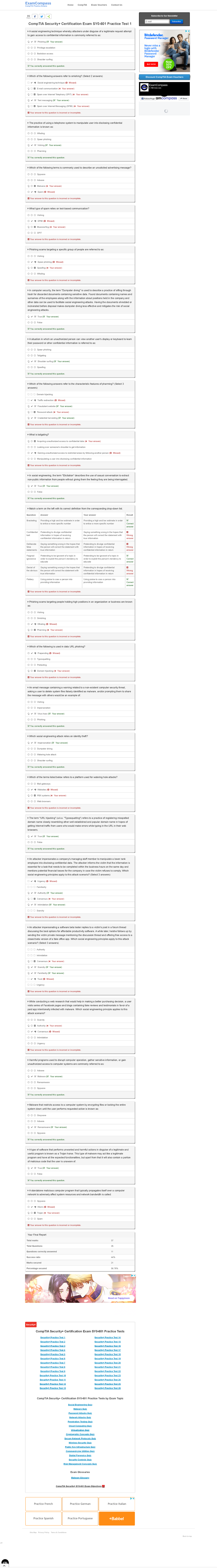 2 Comp TIA Security+ Certification Practice Test 1 (Exam SY0-601 ...