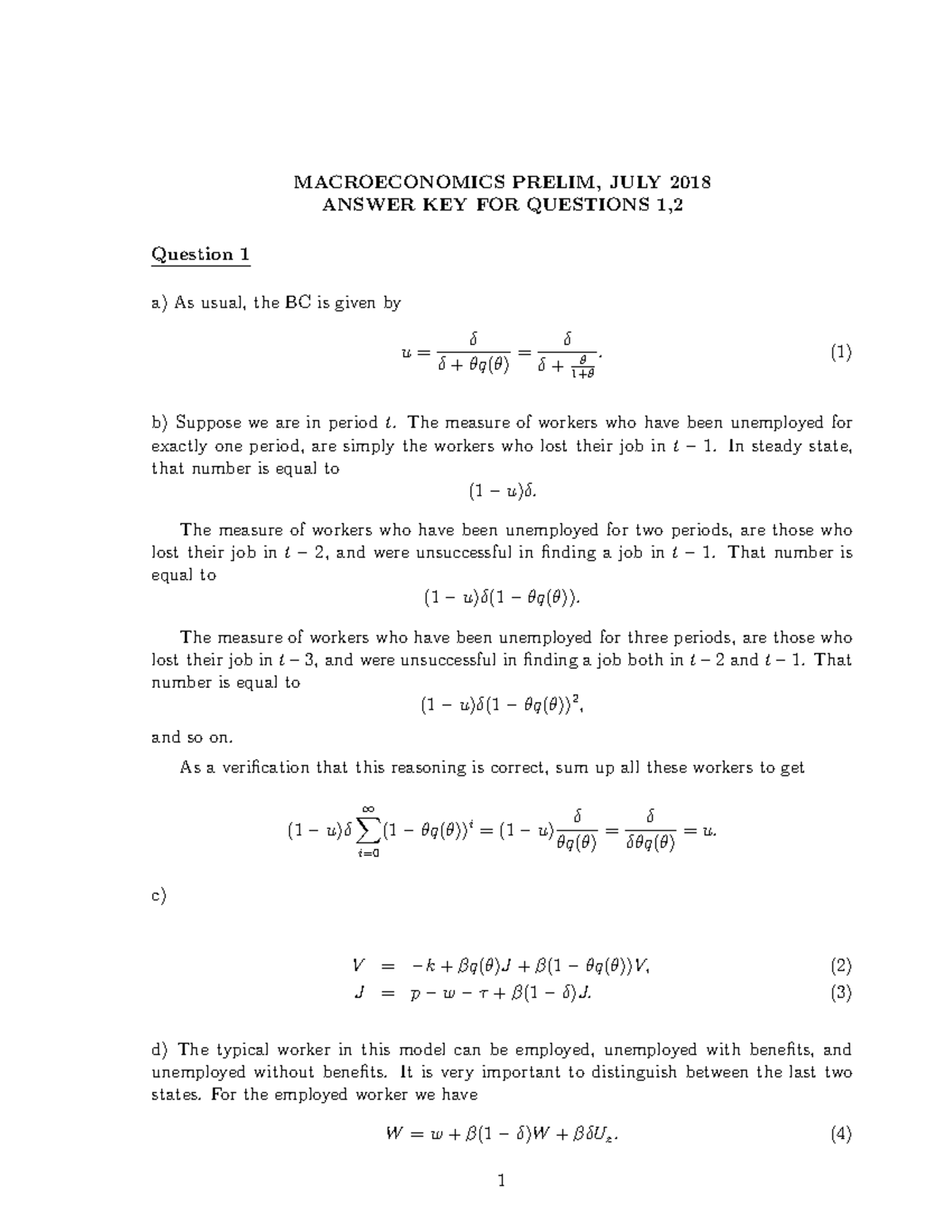 Macroeconomics Practice Answer Key - MACROECONOMICS PRELIM, JULY 2018 ...