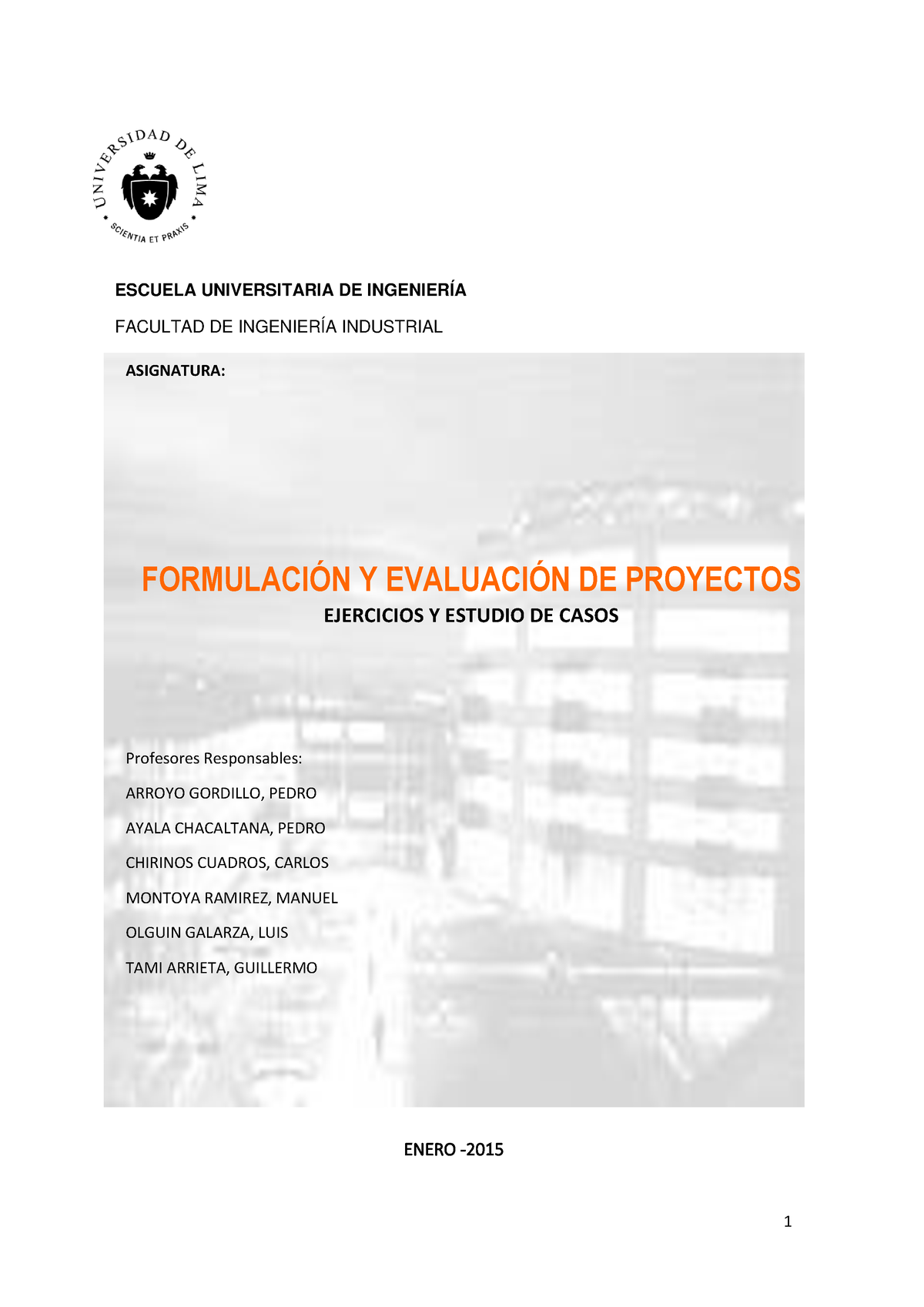 FEP. Guía MDC. Estudio De Casos 2015-0 - ASIGNATURA: FORMULACI”N Y ...