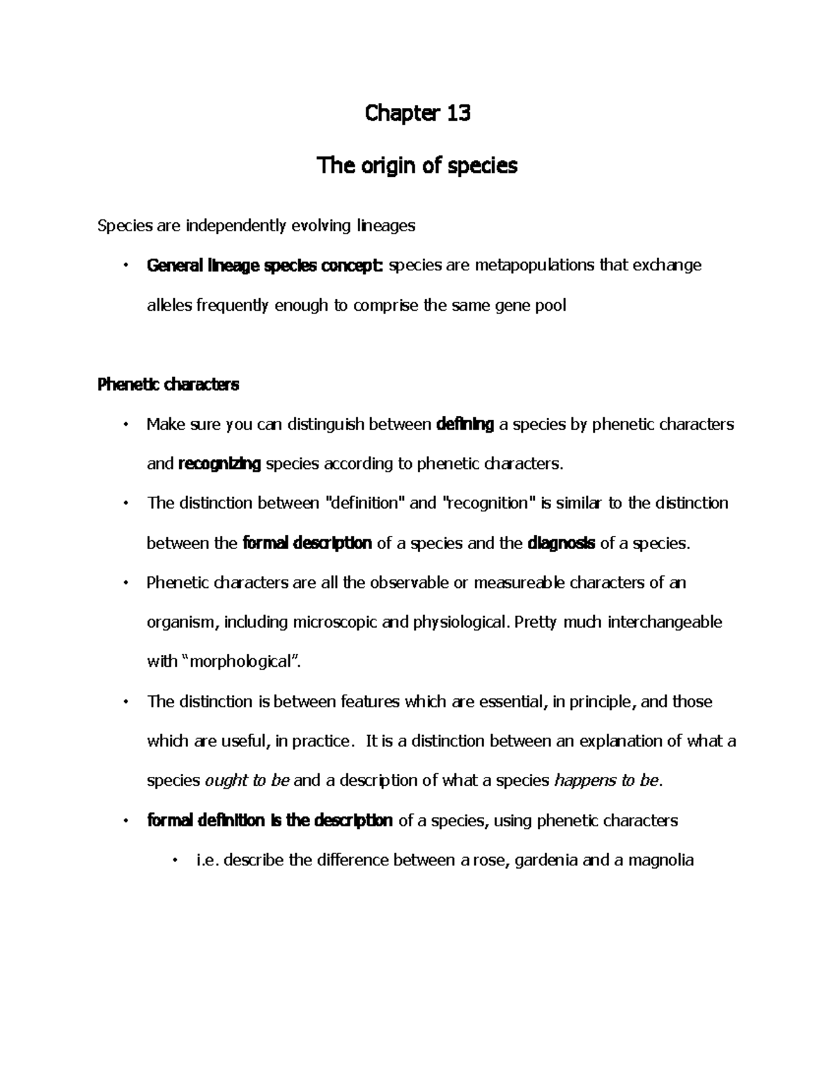 Chapter 13 - Chapter 13 The origin of species Species are independently ...