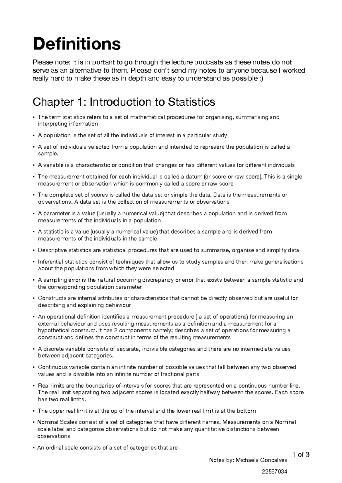 Definitions Per Chapter - Definitions Please note: it is important to ...