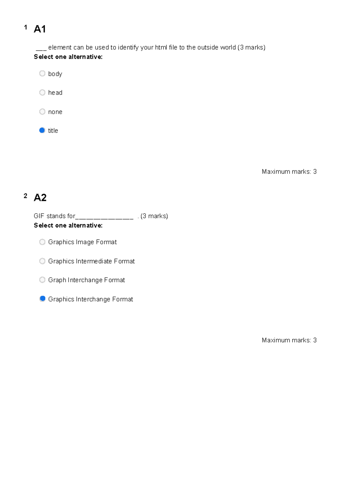 Exam ex 01 - Eksamen fra 2021 - 1 A ___ element can be used to identify ...