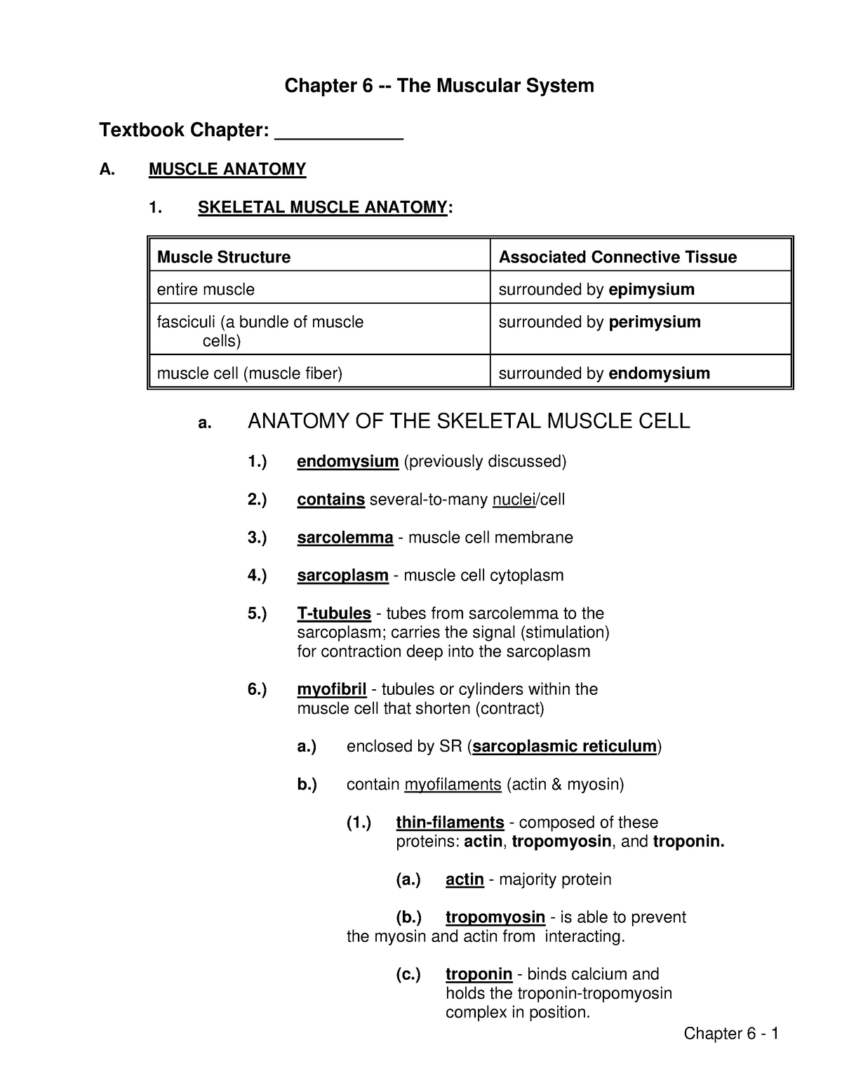 L6 The Muscular System - Chapter 6 - The Muscular System Textbook ...