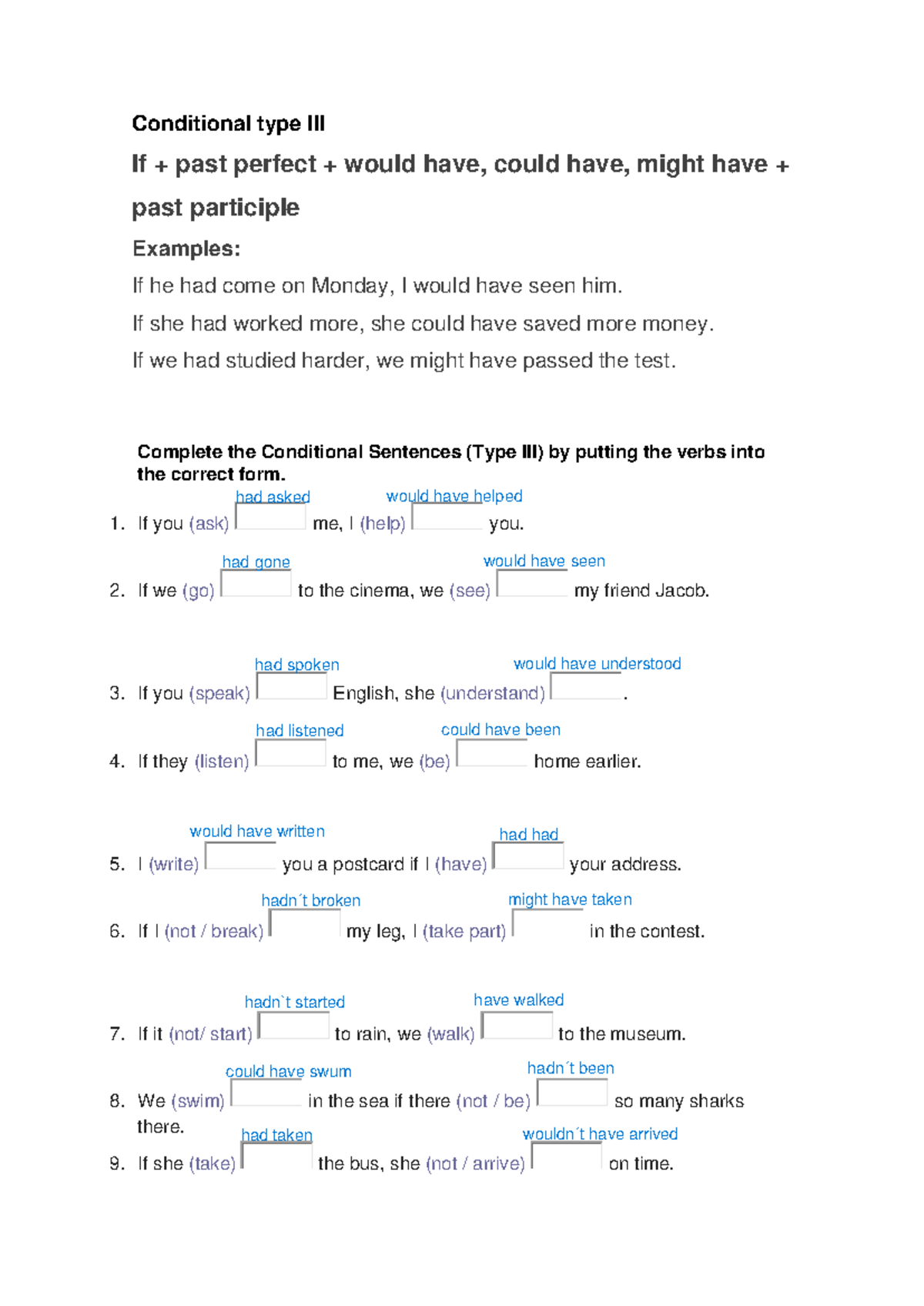 Conditional type III- If she had worked more, she could have saved more ...