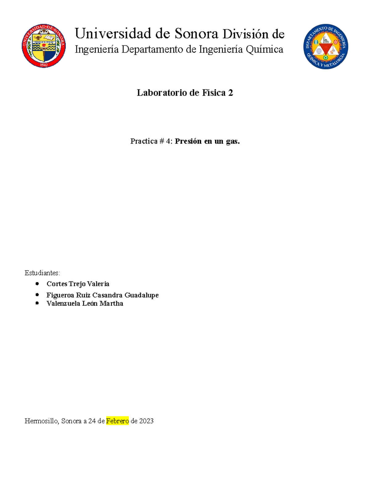 Reporte 4 Practica 4 De Laboratorio Universidad De Sonora División