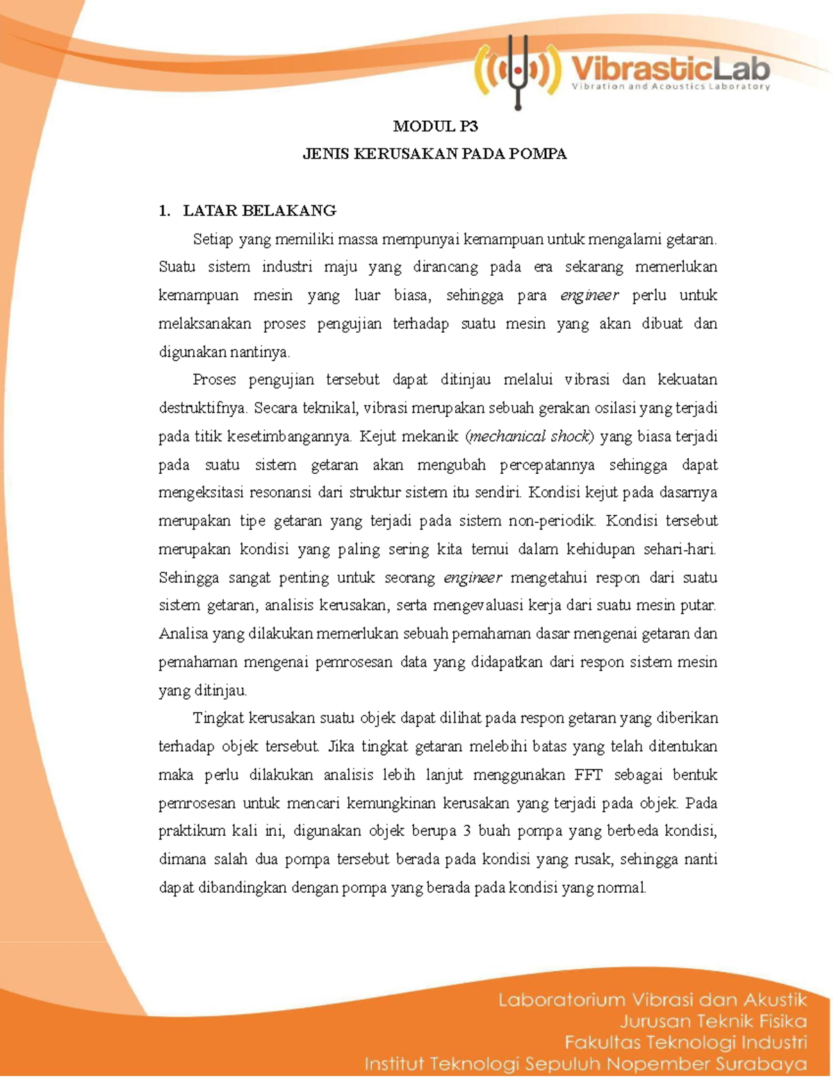 Modul P3 Keruskaan Pompa - MODUL P JENIS KERUSAKAN PADA POMPA 1. LATAR ...