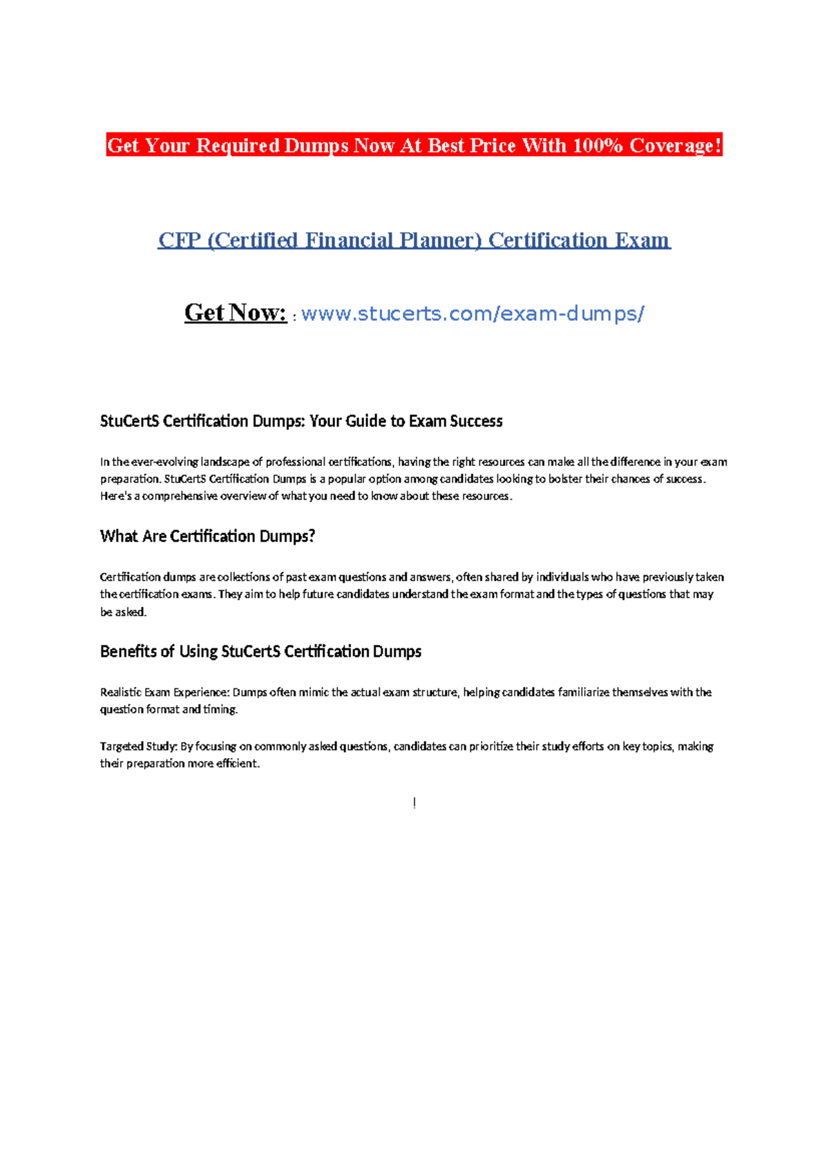 CFP (Certified Financial Planner) Certification Exam Get Your