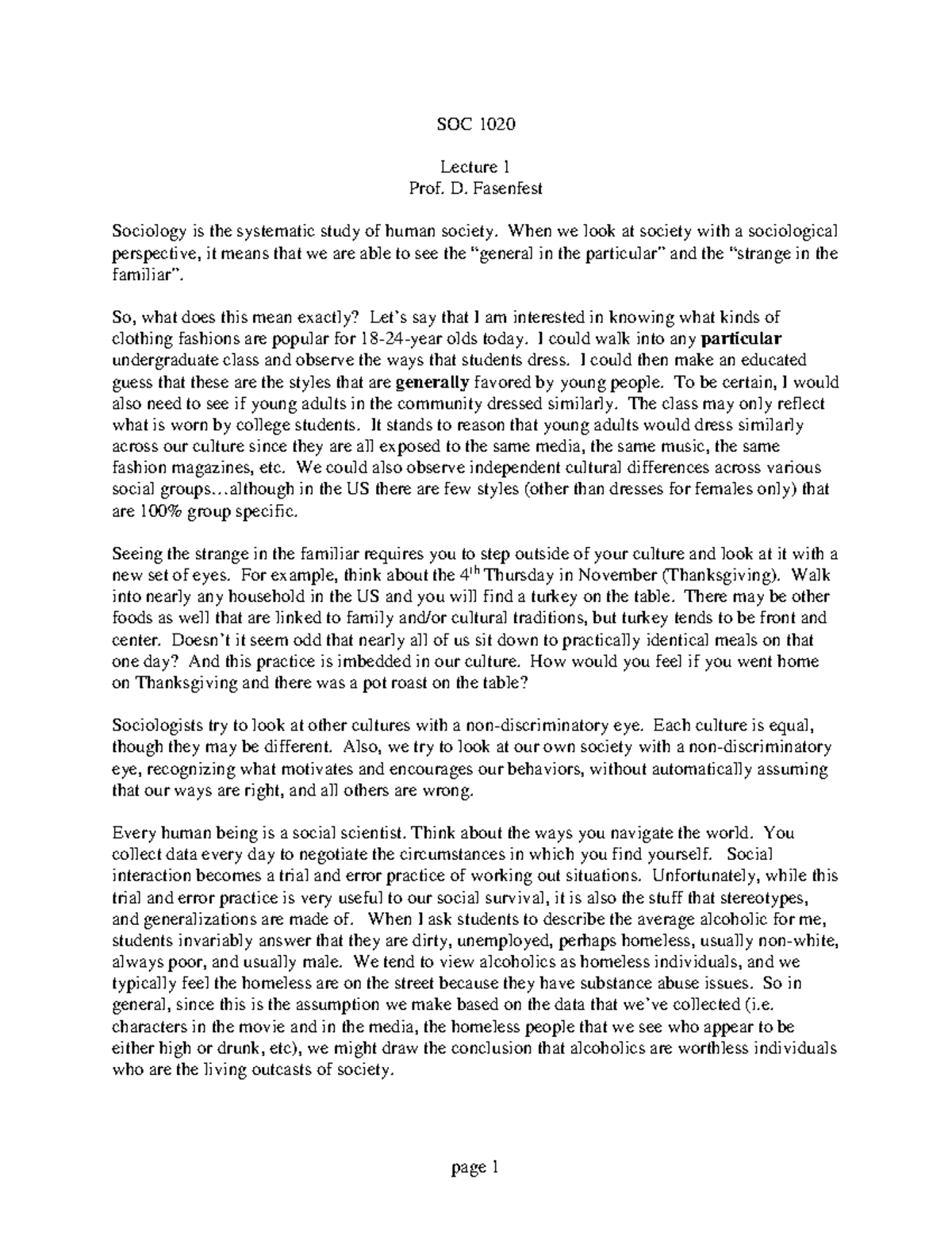 Lecture 1 Social Problems - SOC 1020 Lecture 1 Prof. D. Fasenfest ...