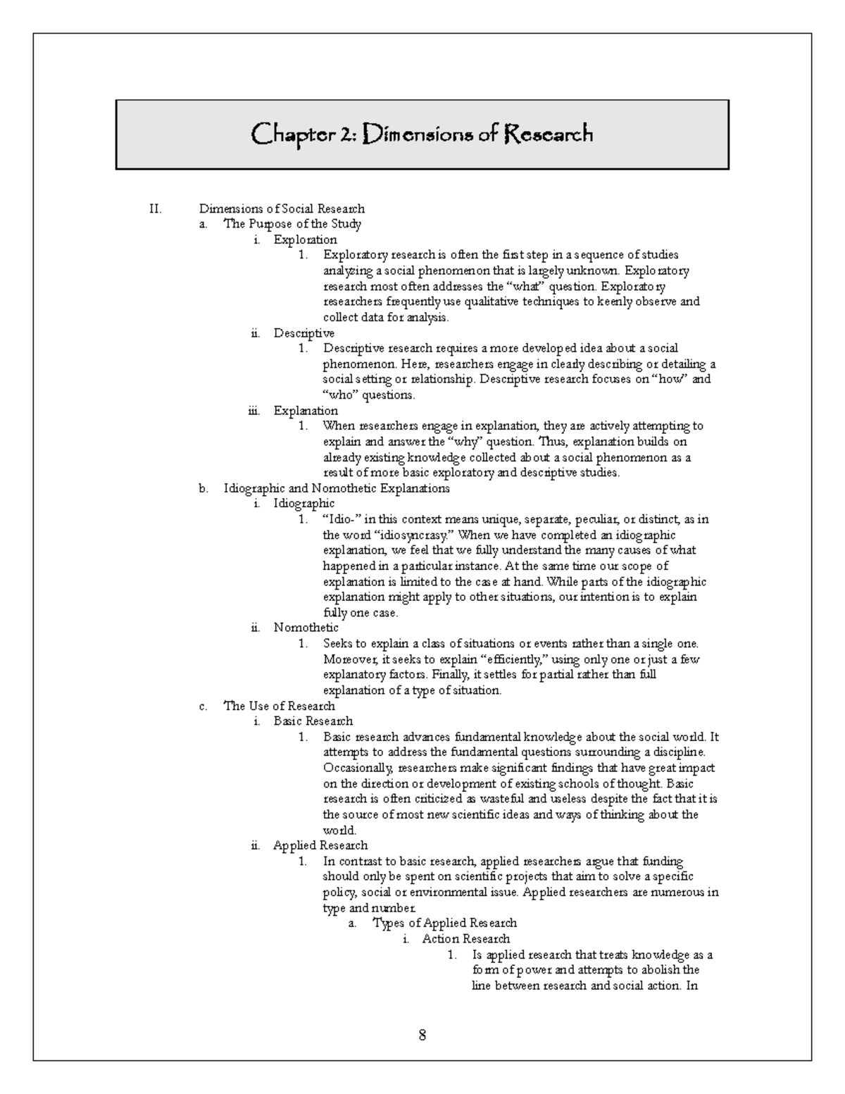 Dimension of research - 8 Chapter 2: Dimensions of Research II ...