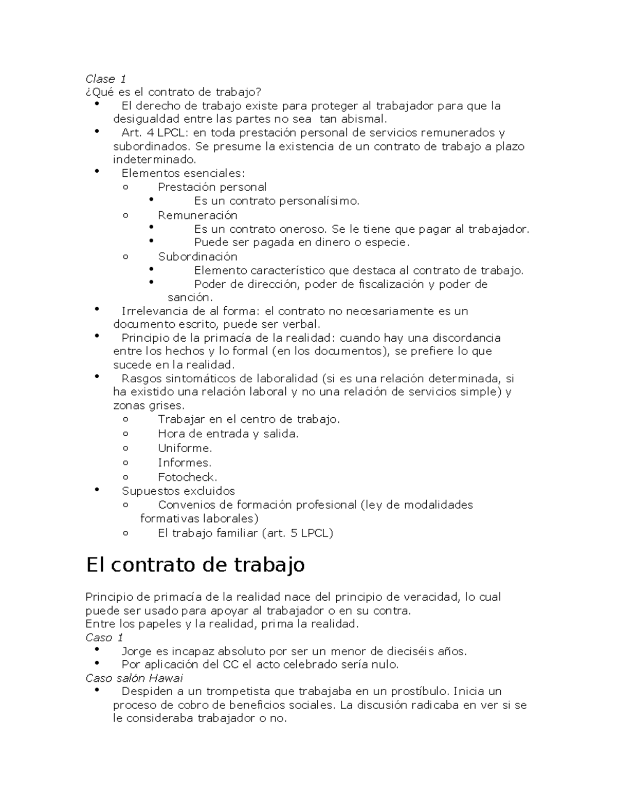 Laboral Especial Clases - Clase 1 Es El Contrato De Trabajo? El Derecho ...