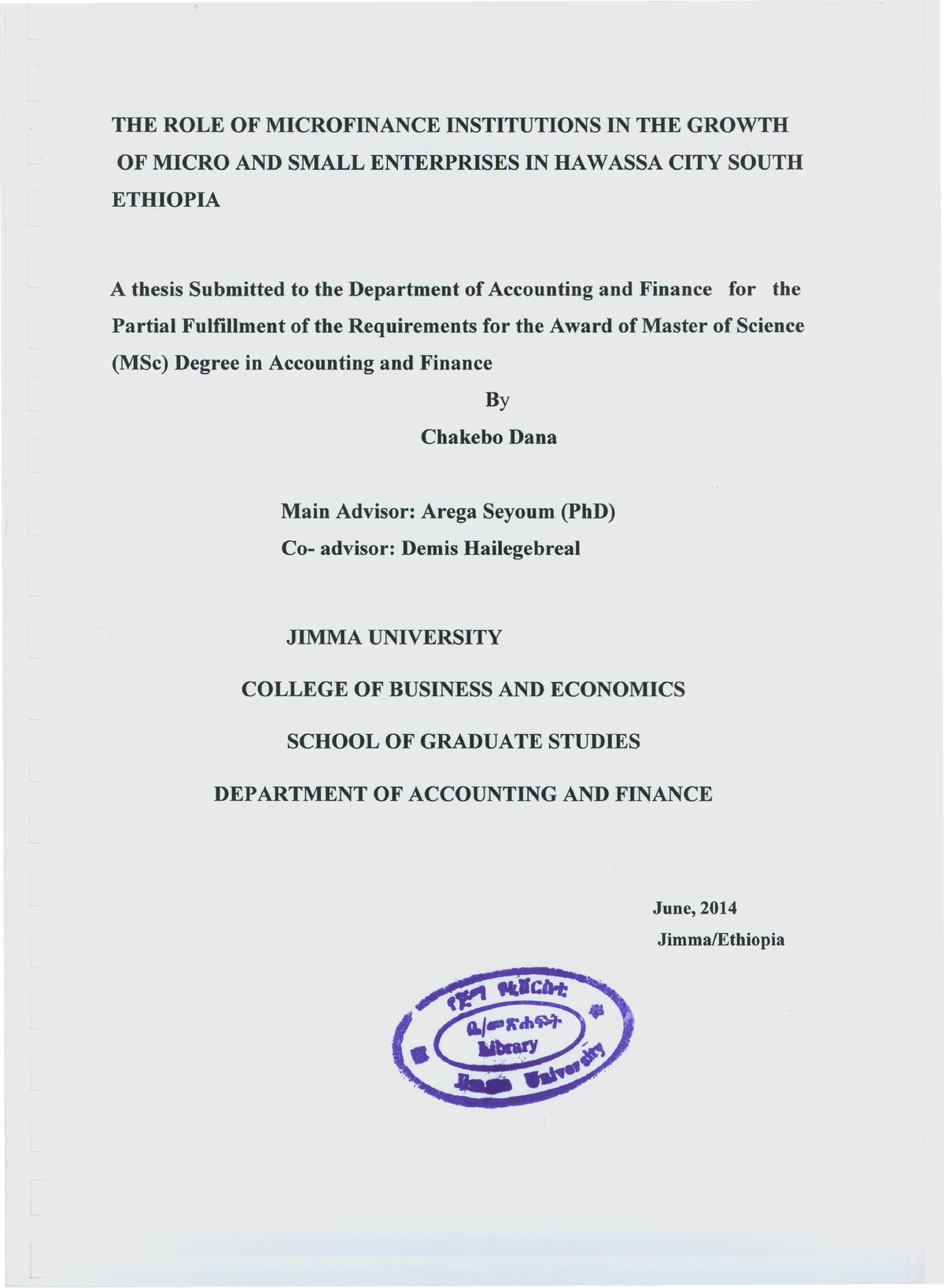 thesis on micro finance