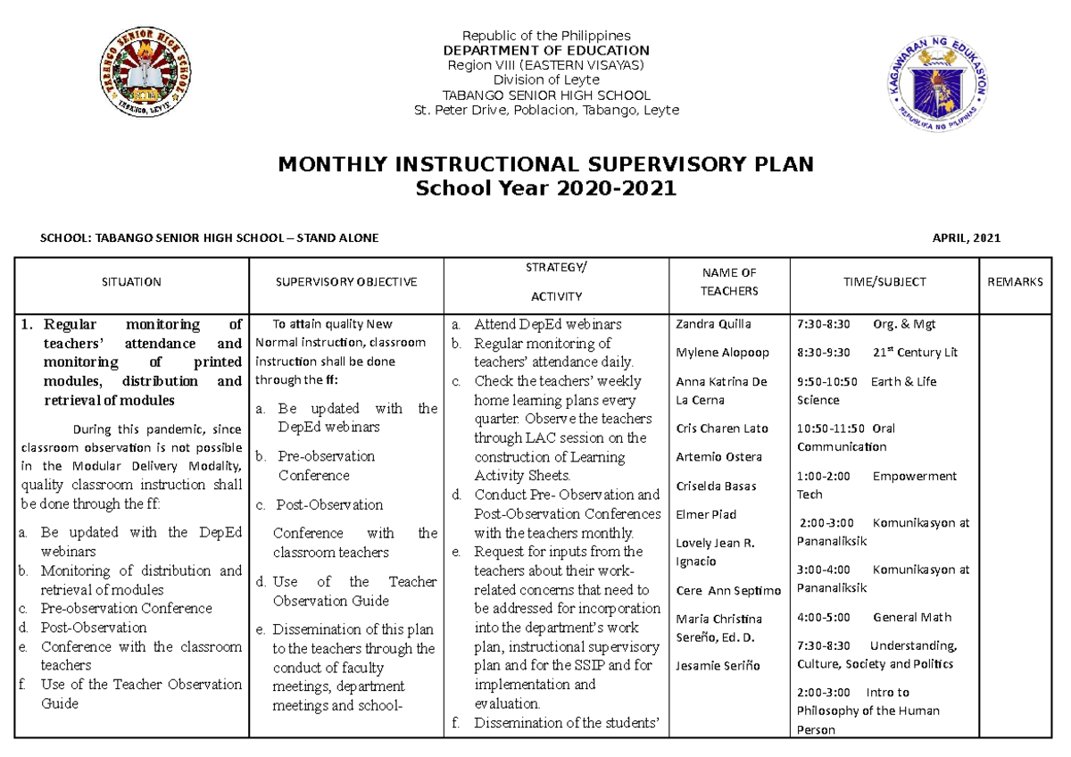 517481303-april-instructional-supervisory-plan-2020-21-republic-of