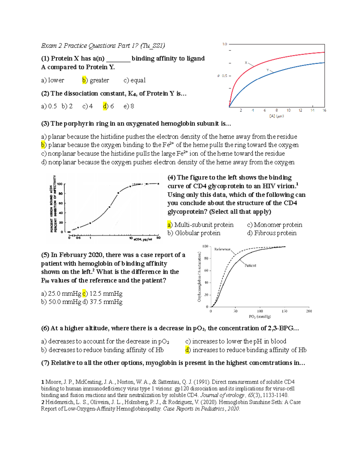 CHEM 430 SS1 Exam 2 + Answers 1 Exam 2 Practice Questions Part 1? (Tu